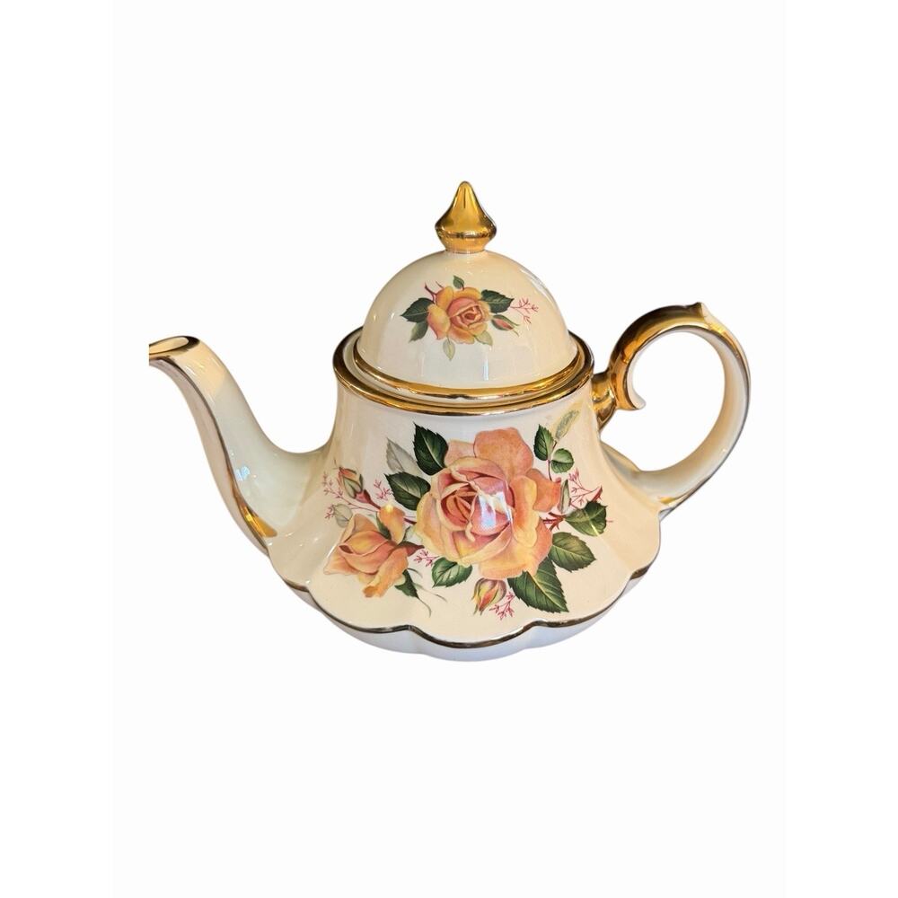 Vintage Sadler England Floral Teapot‎ Gold Trim English Porcelain Tea Pot